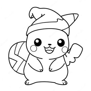 Swiateczny Pikachu W Czapce Mikolaja Kolorowanka 100140-38791