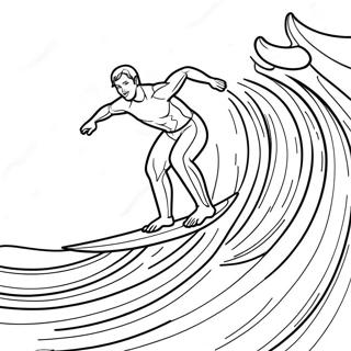 Kolorowanka Surfera Jadacego Na Fali Z Deska Surfingowa 100933 39418
