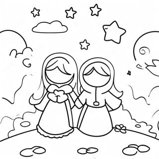 Urocza Para Anime Pod Gwiazdami Kolorowanka 101008-39471