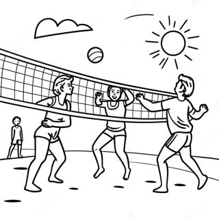Kolorowanka Z Gra W Siatkowke Na Plazy 101192-39621