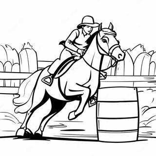 Strona Do Kolorowania Konia I Jezdzca W Wyscigach Barrel Racing 101933-40294