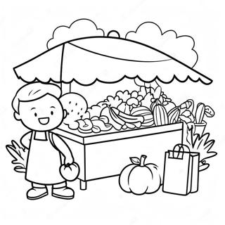 Kolorowanka Z Szczesliwymi Dziecmi Na Targu Rolnikow 102092-40429
