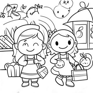 Kolorowanka Z Szczesliwymi Dziecmi Na Targu Rolnikow 102092-40430