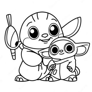 Stitch I Baby Yoda Kolorowanki