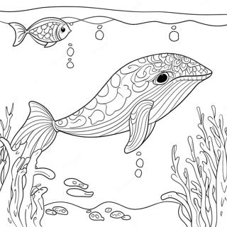 Kolorowanka Z Lagodnym Niebieskim Wielorybem Pod Woda 103972-41885