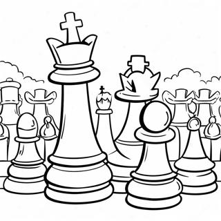 Kolorowanka Z Gigantycznymi Figurami Szachowymi W Parku 104332 42169