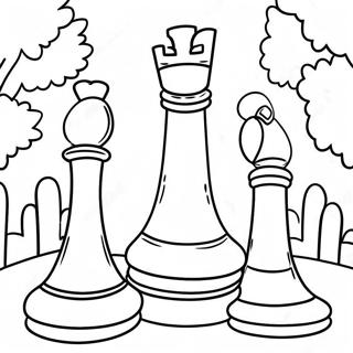 Kolorowanka Z Gigantycznymi Figurami Szachowymi W Parku 104332 42170