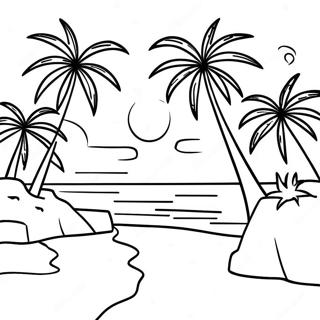 Kolorowanka Tropikalny Zachod Slonca Na Wyspie 105613 43171
