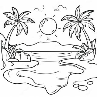 Kolorowanka Tropikalny Zachod Slonca Na Wyspie 105613 43172