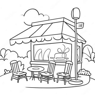 Urocza Kawiarnia Z Miejscami Na Zewnatrz Strona Do Kolorowania 106874-44154