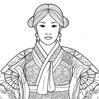 Kolorowanka Tradycyjnego Koreanskiego Hanboku 107973-45013