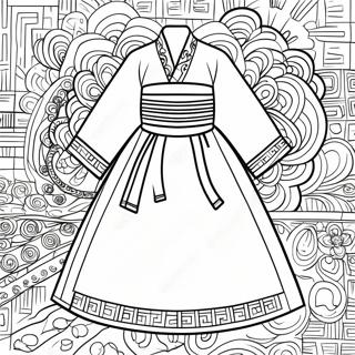 Kolorowanka Tradycyjnego Koreanskiego Hanboku 107973-45014