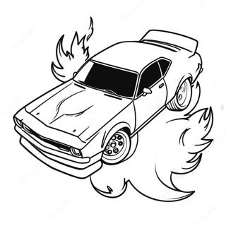 Kolorowanka Z Stylowym Samochodem Driftowym Z Plomieniami 108285-45263