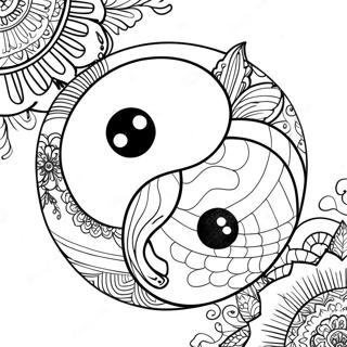 Yin Yang Z Zwierzetami Do Kolorowania 108364-45325