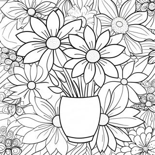 Kolorowanka Z Kolorowym Bukietem Kwiatow 109368-46167