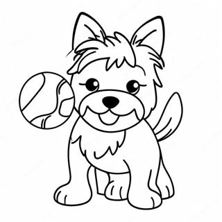 Kolorowanka Z Figlarnym Yorkiem Z Pilka 109801 46501
