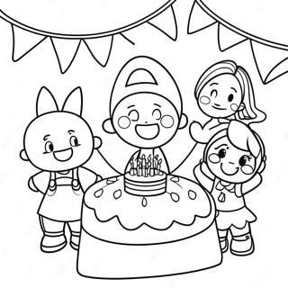 Wesola Scena Przyjecia Urodzinowego Na 5 Urodziny Kolorowanka 110754-47246