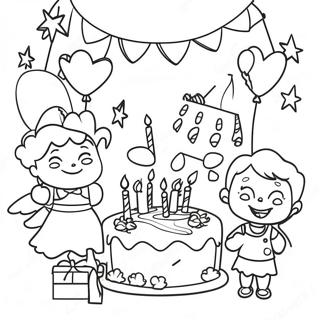 Wesola Scena Przyjecia Urodzinowego Na 5 Urodziny Kolorowanka 110754-47247
