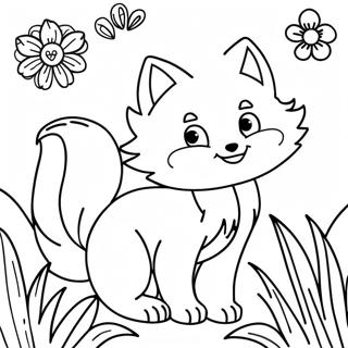 Zabawny Lis Dziewiecioogoniasty Z Kwiatami Kolorowanka 111836 48114