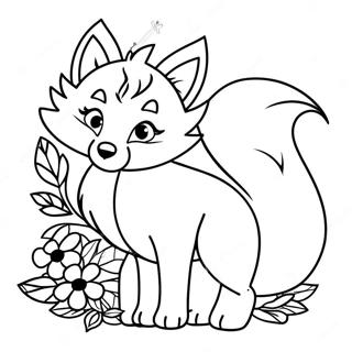 Zabawny Lis Dziewiecioogoniasty Z Kwiatami Kolorowanka 111836 48115
