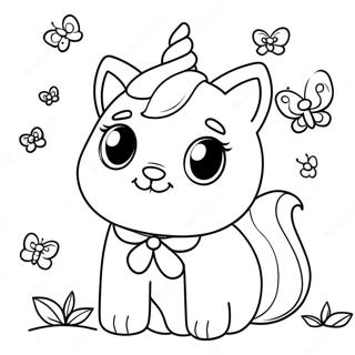 Zabawny Kot Jednorozec Z Motylami Kolorowanka 11343 885