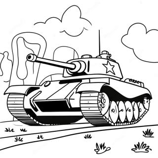 Kolorowanka Czolgu Z Ii Wojny Swiatowej Na Polu Bitwy 116416-51953