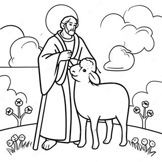Kolorowanka Troskliwego Dobrego Pasterza Na Pastwisku 116441 51805