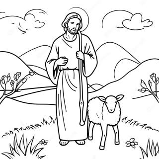 Kolorowanka Troskliwego Dobrego Pasterza Na Pastwisku 116441 51807