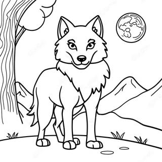Kolorowanka Groznego Wilka Wpatrujacego Sie W Pelnie Ksiezyca 116954-52369