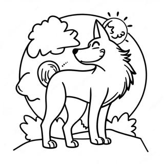 Kolorowanka Wilka W Sylwetce Na Tle Ksiezyca 116956-52378