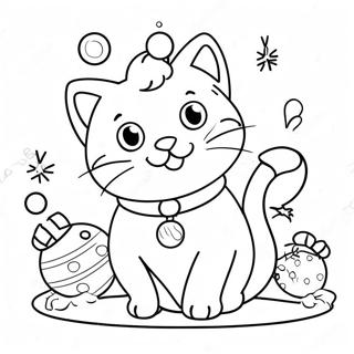 Uroczy Swiateczny Kot Bawiacy Sie Zawieszkami Kolorowanka 118910-53989