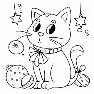 Uroczy Swiateczny Kot Bawiacy Sie Zawieszkami Kolorowanka 118910-53991