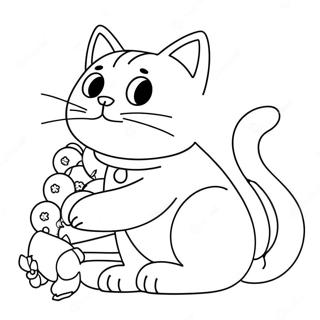 Uroczy Swiateczny Kot Bawiacy Sie Zawieszkami Kolorowanka 118910-53992