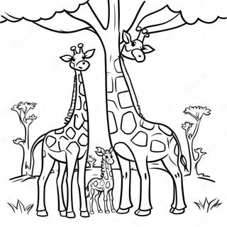 Kolorowanka Z Rodzina Zyraf Pod Drzewem 119527-54469