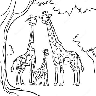 Kolorowanka Z Rodzina Zyraf Pod Drzewem 119527-54470