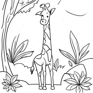 Kolorowanka Z Elegancka Zyrafa Jedzaca Liscie 119529-54479