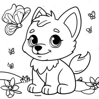 Uroczy Wilk Dzieciecy Z Motylimi Skrzydlami Kolorowanka 120941-55582