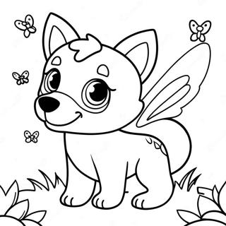 Uroczy Wilk Dzieciecy Z Motylimi Skrzydlami Kolorowanka 120941-55583