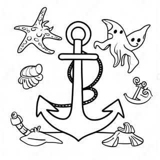 Fantazyjna Kotwica Z Morskimi Stworzeniami Kolorowanka 122376-56925