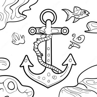 Fantazyjna Kotwica Z Morskimi Stworzeniami Kolorowanka 122376-56926