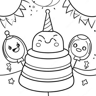 Kolorowanka Z Wesola Scena Przyjecia Na 2 Urodziny 122866-57301