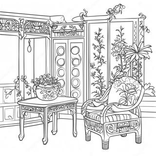 Kolorowanka Z Elegancka Scena Chinoiserie 123018-57413