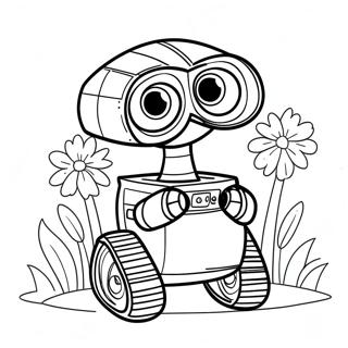 Słodki Wall-E Z Kwiatami - Kolorowanka Kolorowanki