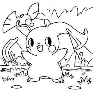 Kolorowanka Z Szczegolowa Scena Bitwy Pokemon 124822-58918