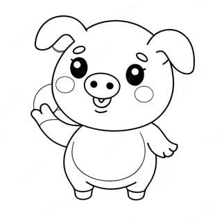 Urocza Kawaii Swinka Trzymajaca Balon Kolorowanka 127709 61284