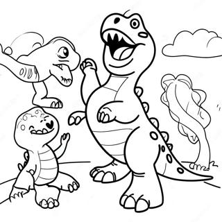 Szczesliwy T Rex Bawiacy Sie Z Przyjaciolmi Kolorowanka 1281 2692