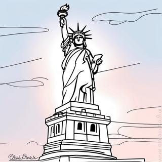 Kolorowanka Z Statua Wolnosci O Zachodzie Slonca 128327-61767