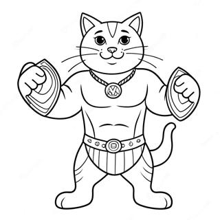 Kolorowanka Z Meowsclesem Z Mistrzowskim Pasem 129175 62424