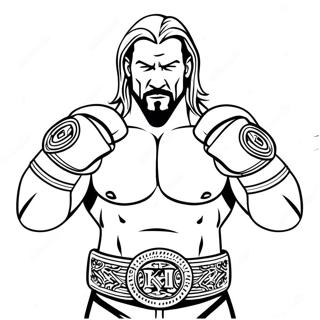 Kolorowanka Z Triple H Trzymającym Dwa Pasy Kolorowanki