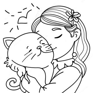 Kolorowanka Z Dziewczynka Z Spiacym Kotem 131181-63977